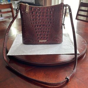 Brahmin crossbody with outside magnetic closure - pecan